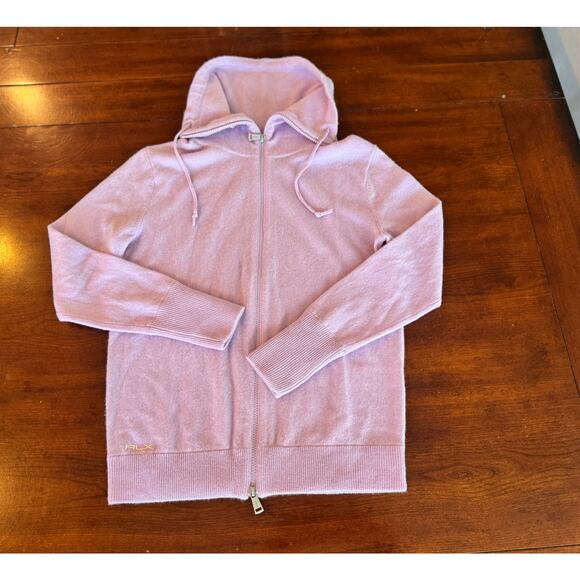 Ralph Lauren Sweater Sz M RLX Cashmere Full Zip Cozy Cardigan Gorpcore Lilac - Picture 2 of 12